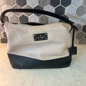Kate Spade Black and Cream Hobo Bag with Geometric Design